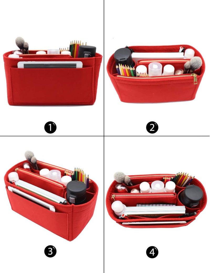 LEXSION Purse Organizer,Felt Bag Organizer Insert Purse Organizer For LV Speedy,Neverful,Tote,Handbag,Shaper 8023 Red L, 2-Red, L - Image 5